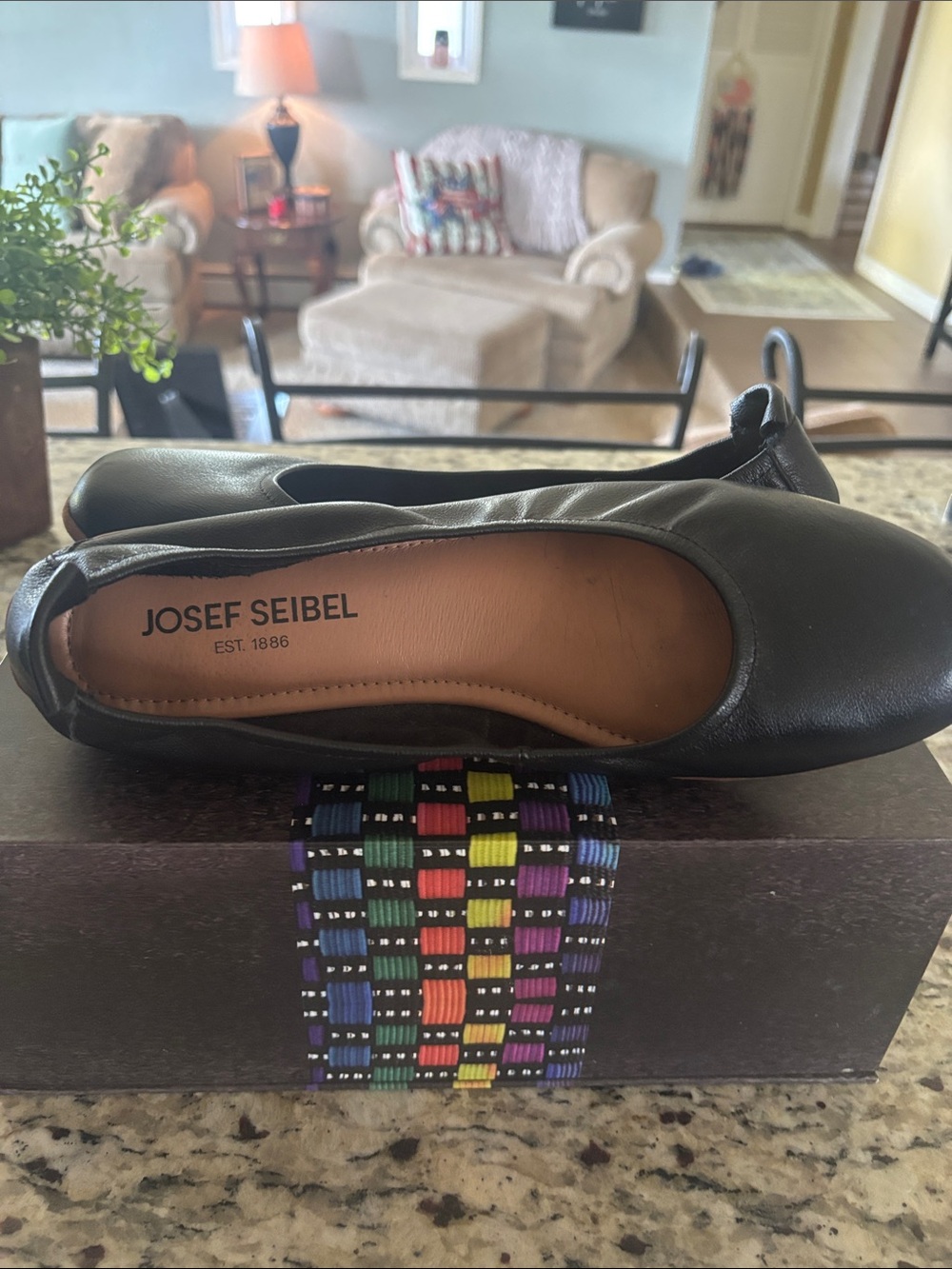 Black Leather Slip-On Flats